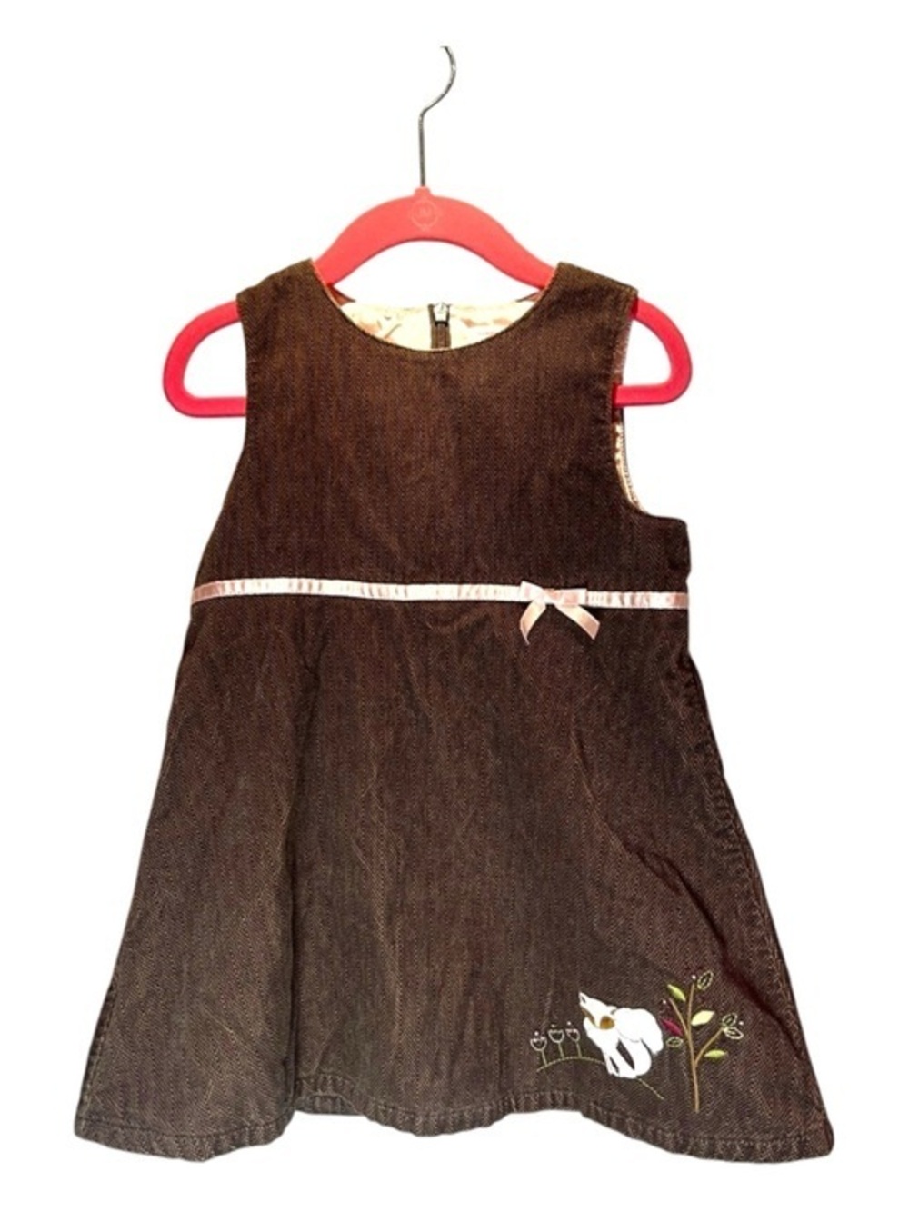 Gymboree Girl’s Vintage Fox Trot Herringbone Velour Dress Brown 3T 2003 Y2K